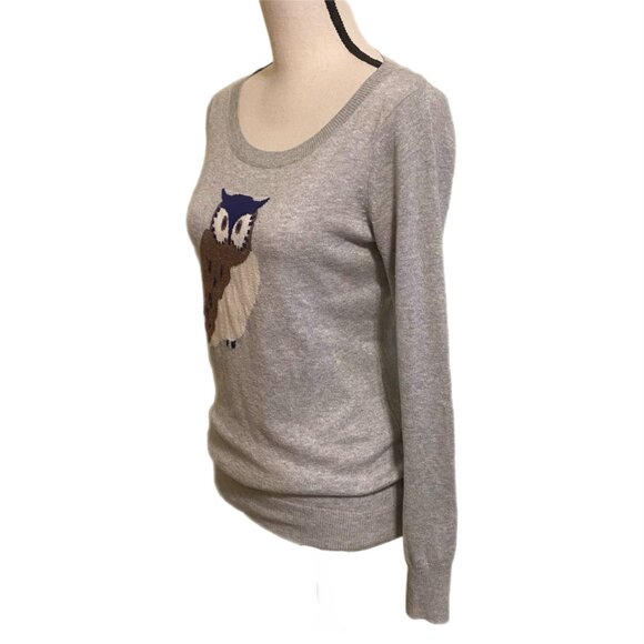 Old Navy Women's Long Sleeve Gray Sweater w/Owl Theme Size XS - Picture 3 of 8